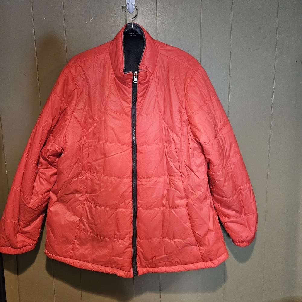 Free Country Coral Red Quilted Puffer Jacket | Women’s 3X Fleece Lined Full Zip - Picture 1 of 5